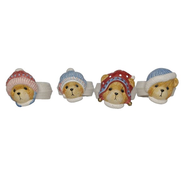 Cherished Teddies Napkin Rings 1996 Priscilla Hillman Winter Holiday Decorations - Picture 3 of 12